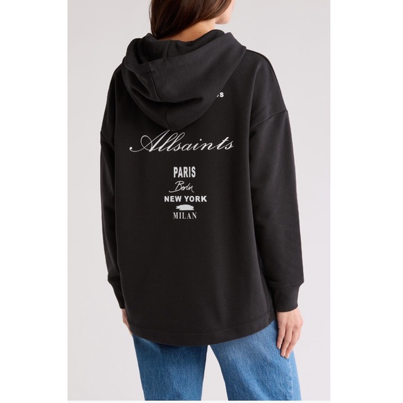 AllSaints Vita Etrie Screen Print Hoodie - Picture 1 of 4